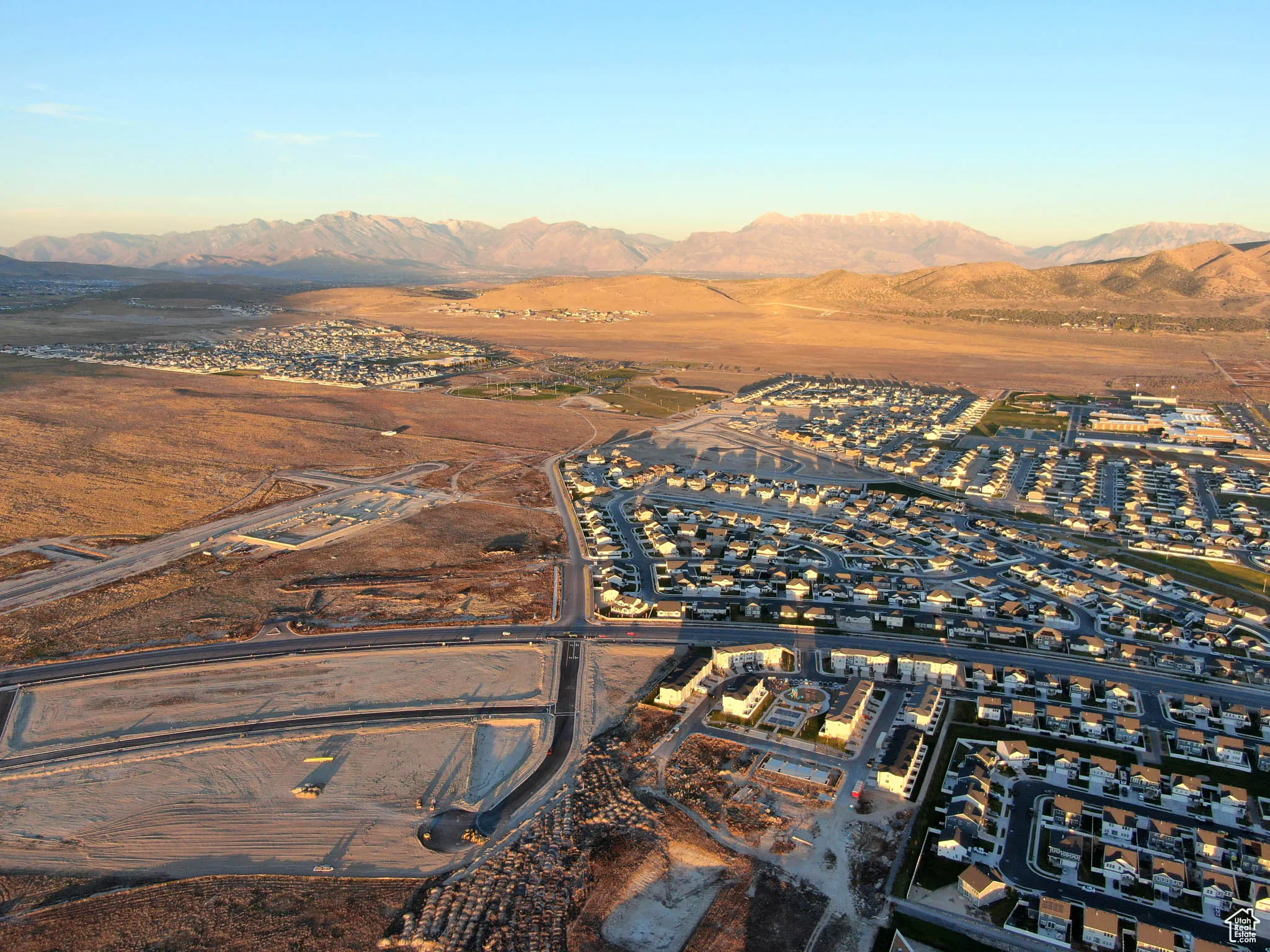 Aerial view featuring a mountain view