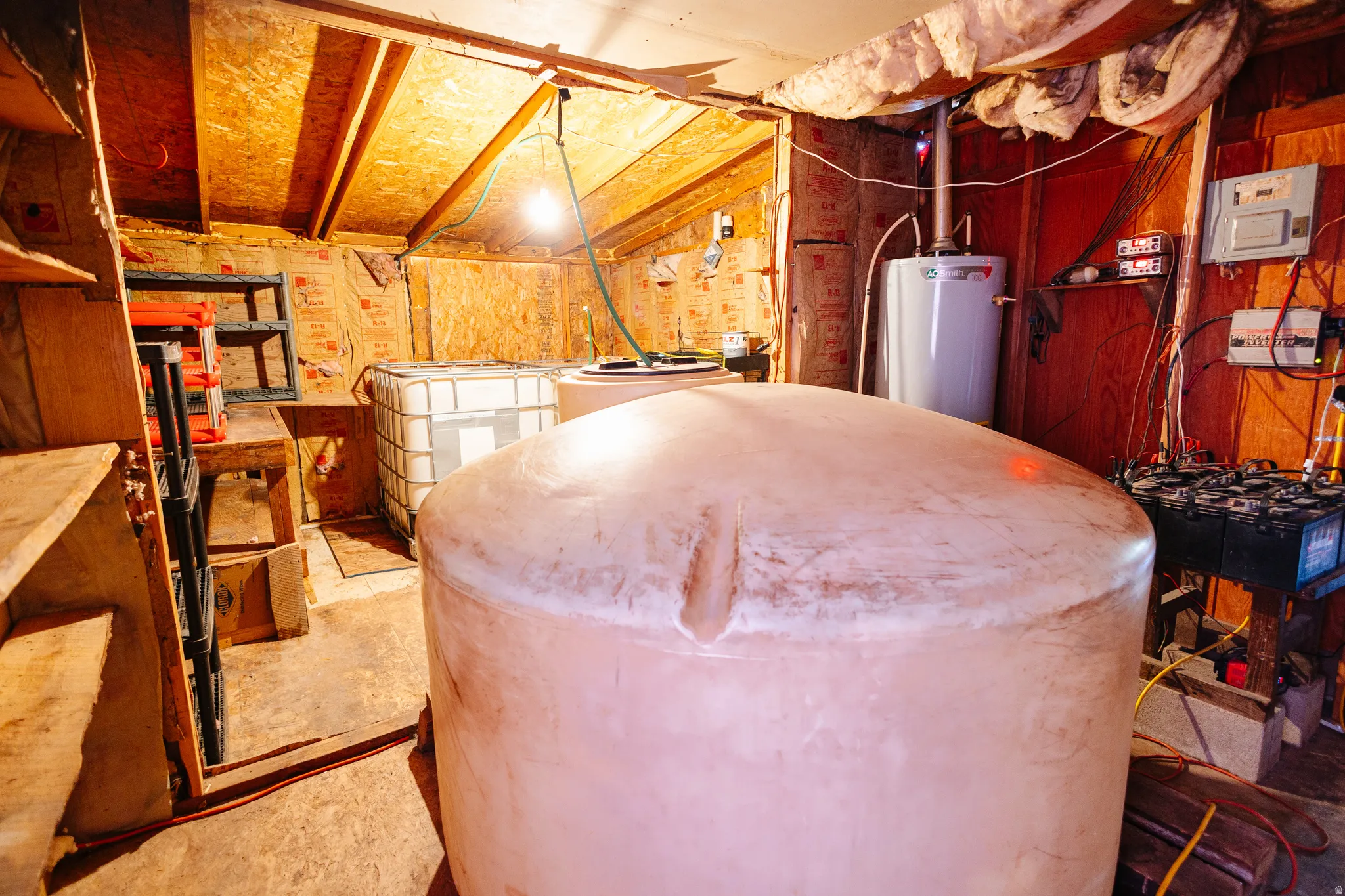 Interior space with water heater