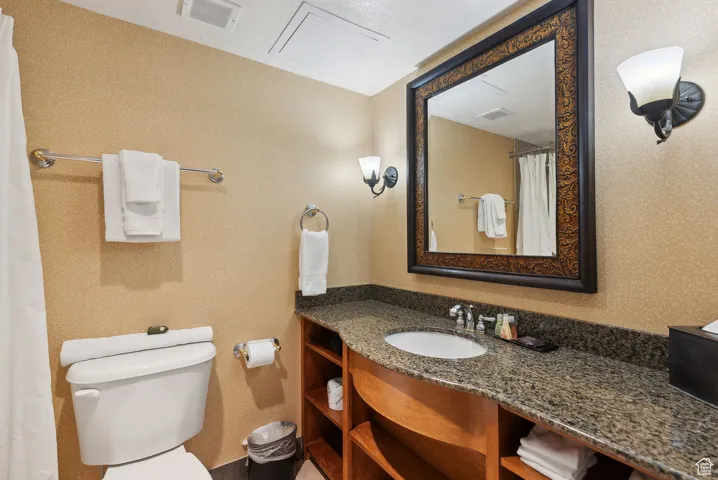 Bathroom featuring vanity and toilet