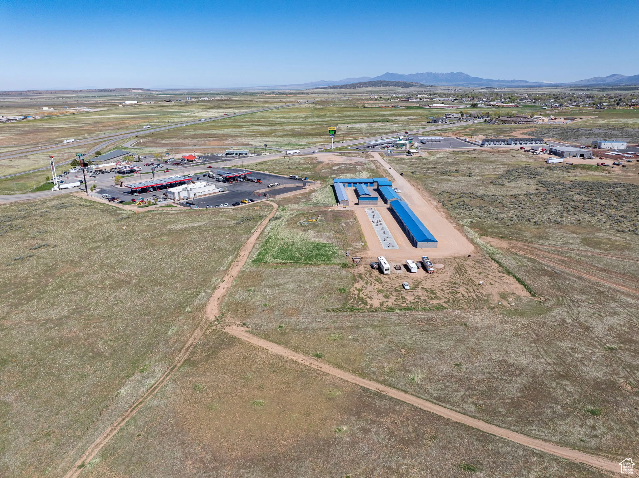 Bird's eye view of a mountain backdrop