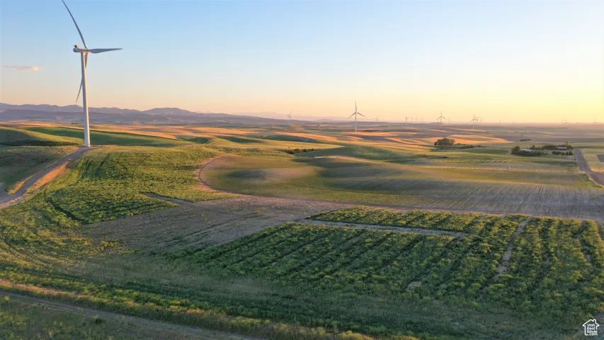 Aerial view at dusk with a rural view