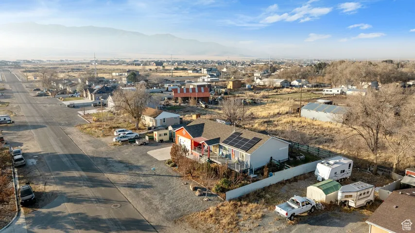 Aerial view featuring a mountain view