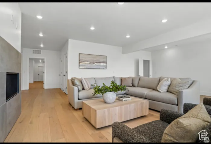 Living room featuring light hardwood / wood-style floors