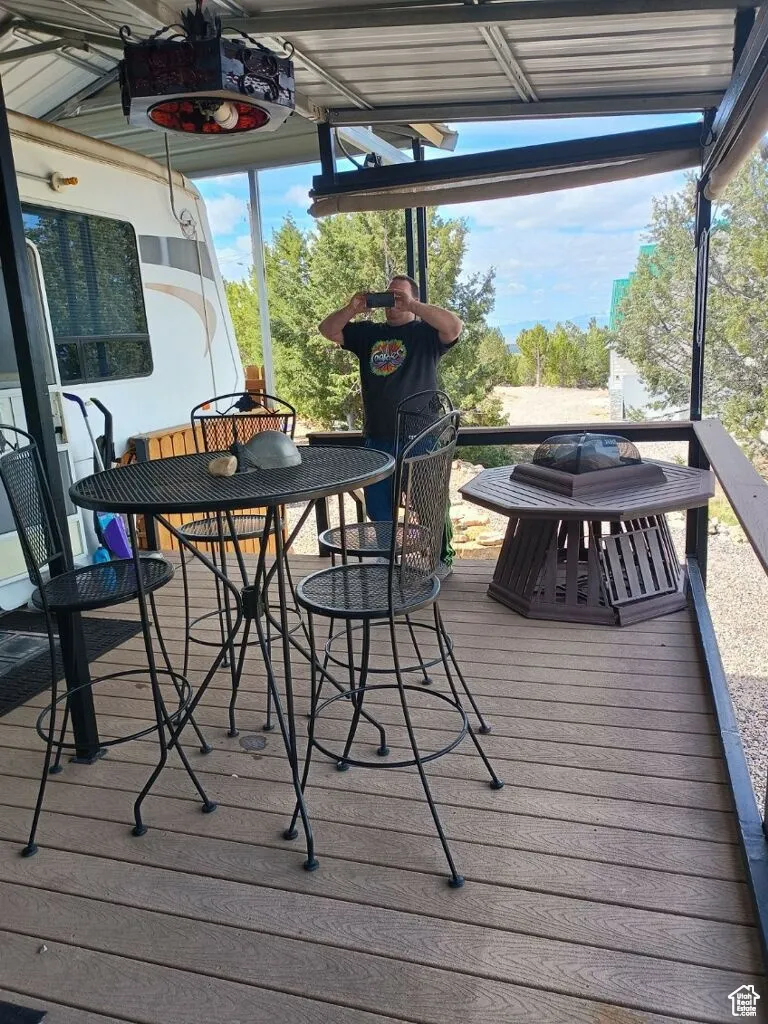 View of wooden deck