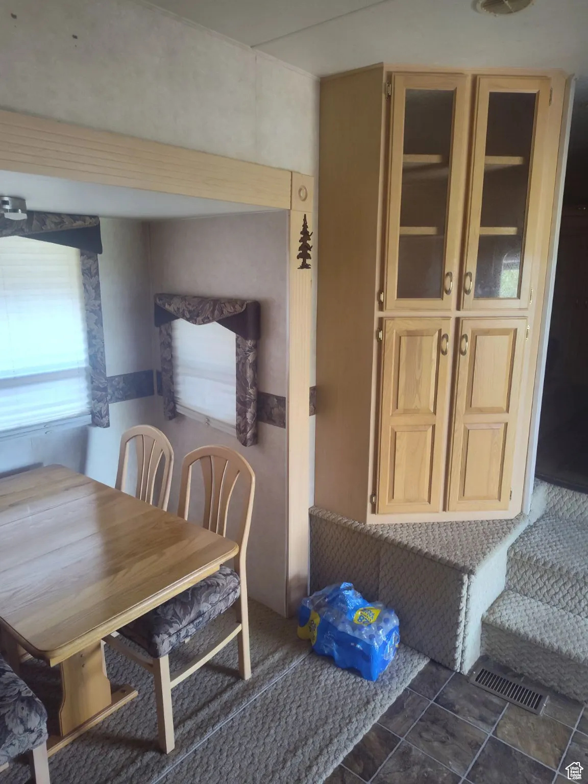View of tiled dining room