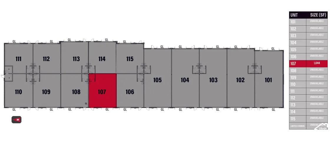 Floor Plan. Indicating the distribution and status of units within the property