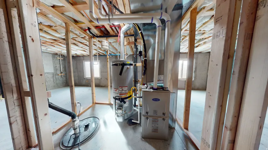 Utility room with strapped water heater