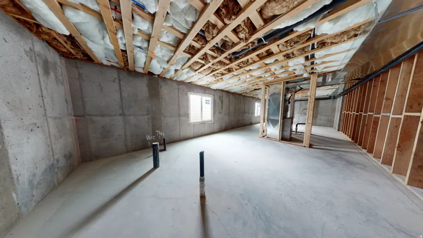 Below grade area with heating unit
