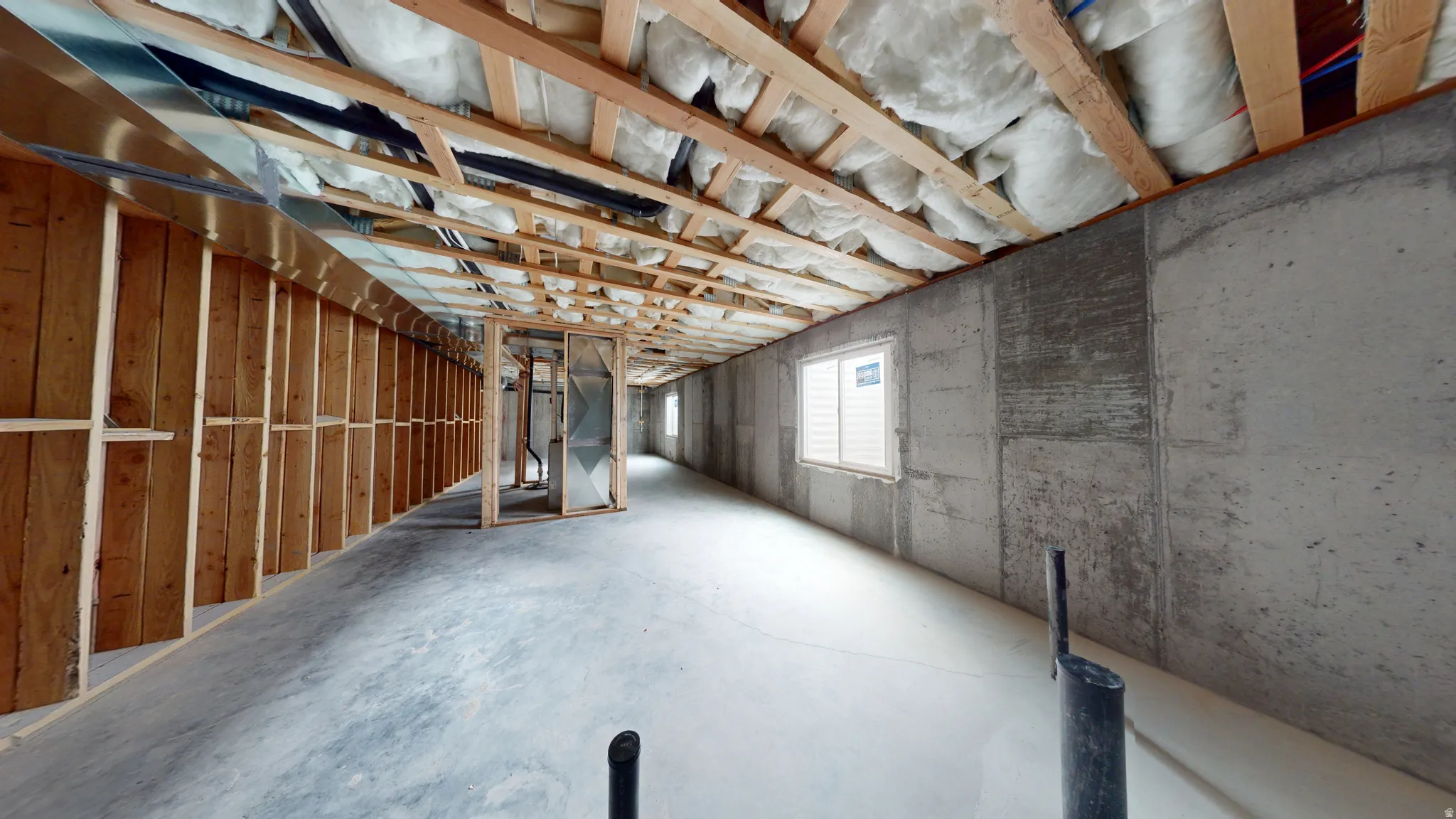 Basement with heating unit
