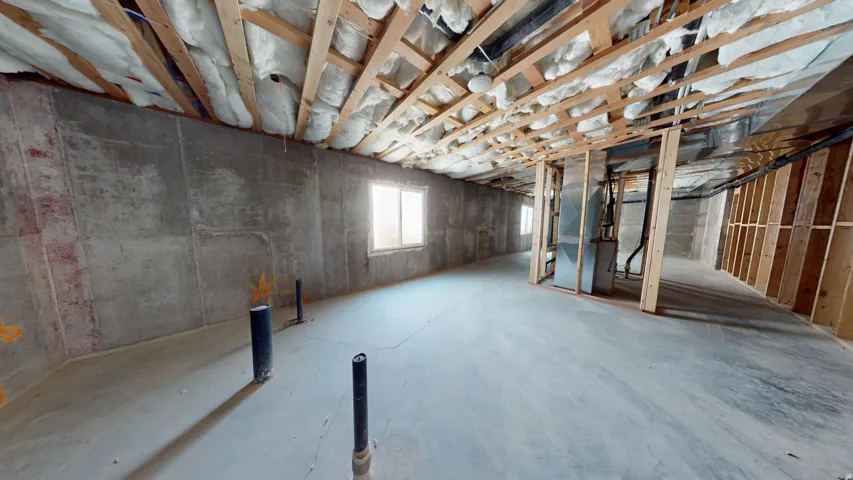 Basement with heating unit