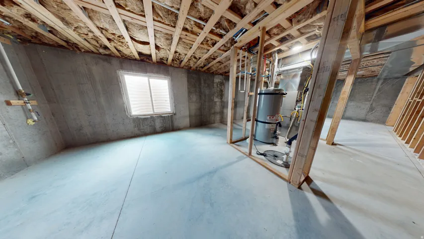 Basement with secured water heater