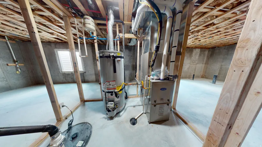 Utilities with strapped water heater and heating unit