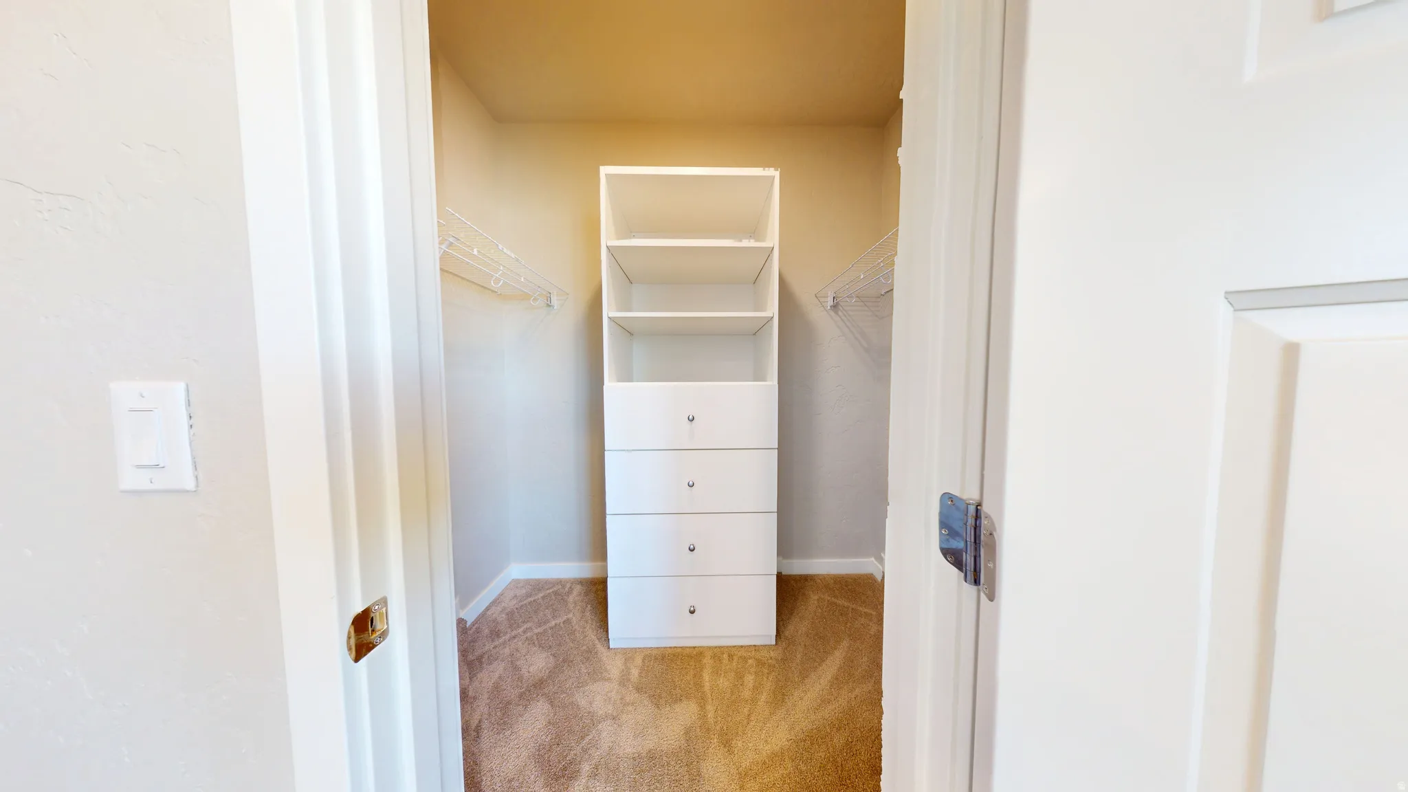 Walk in closet with carpet