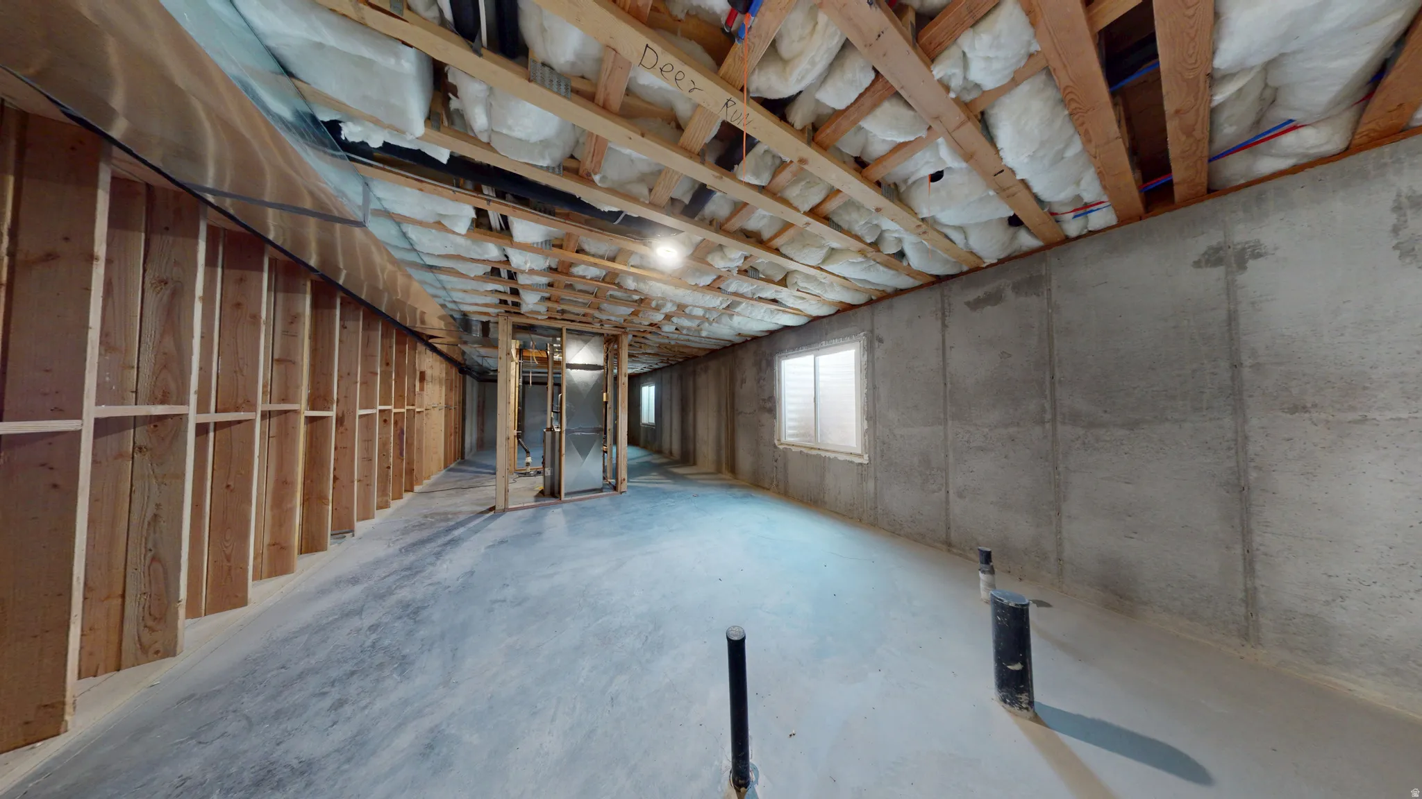 Below grade area with heating unit