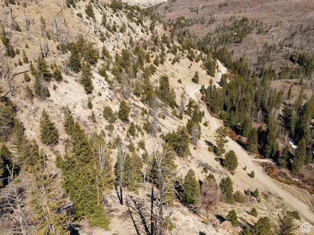 Aerial view of property's location featuring a mountain backdrop