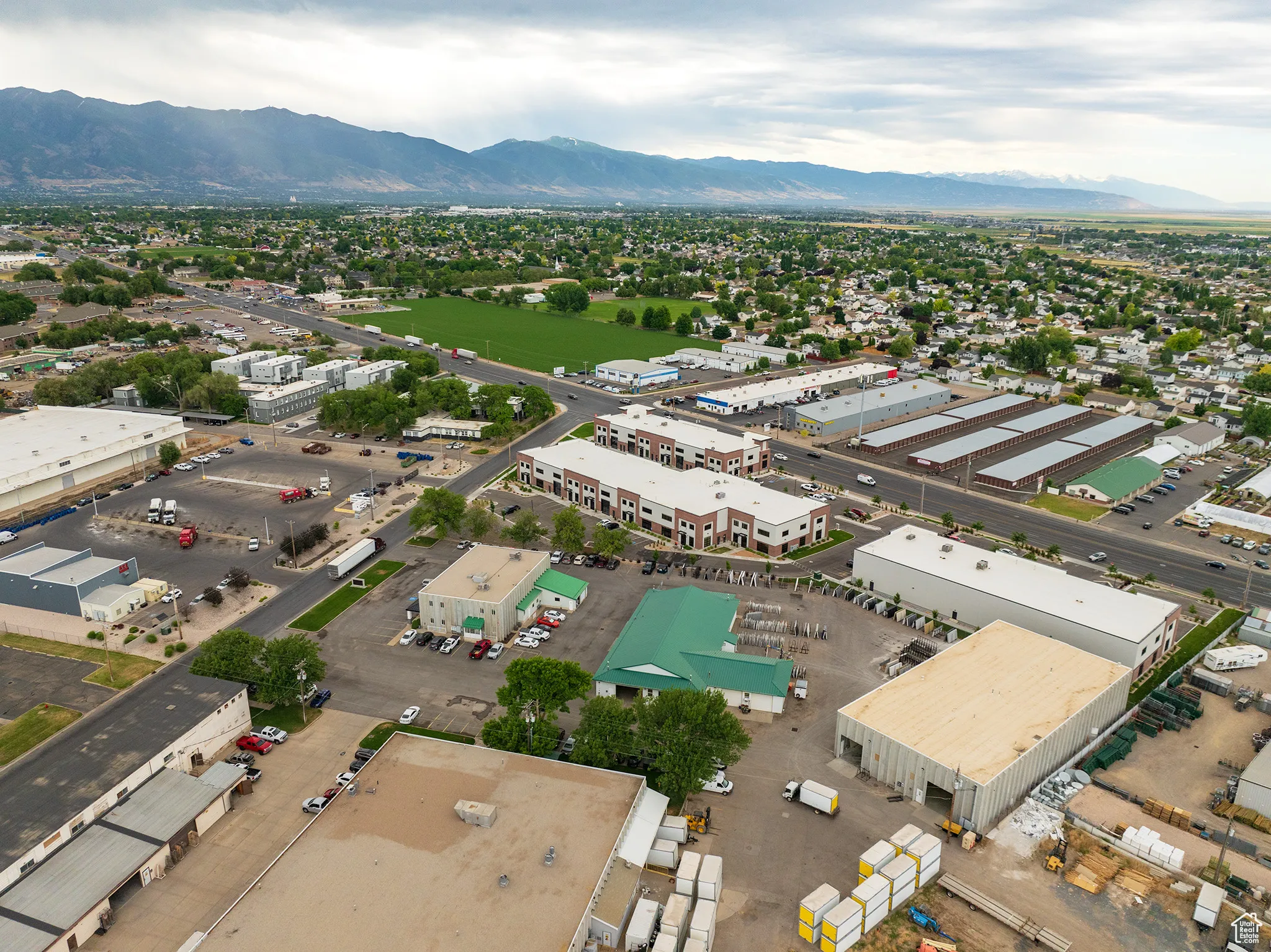 Drone / aerial view with a mountain view