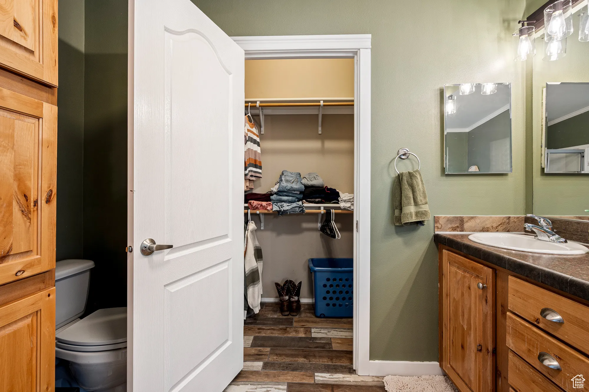 Primary bedroom/ensuite bathroom with walk -in closet