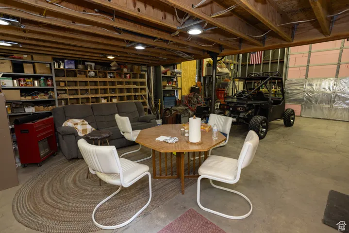 Dining room with concrete floors