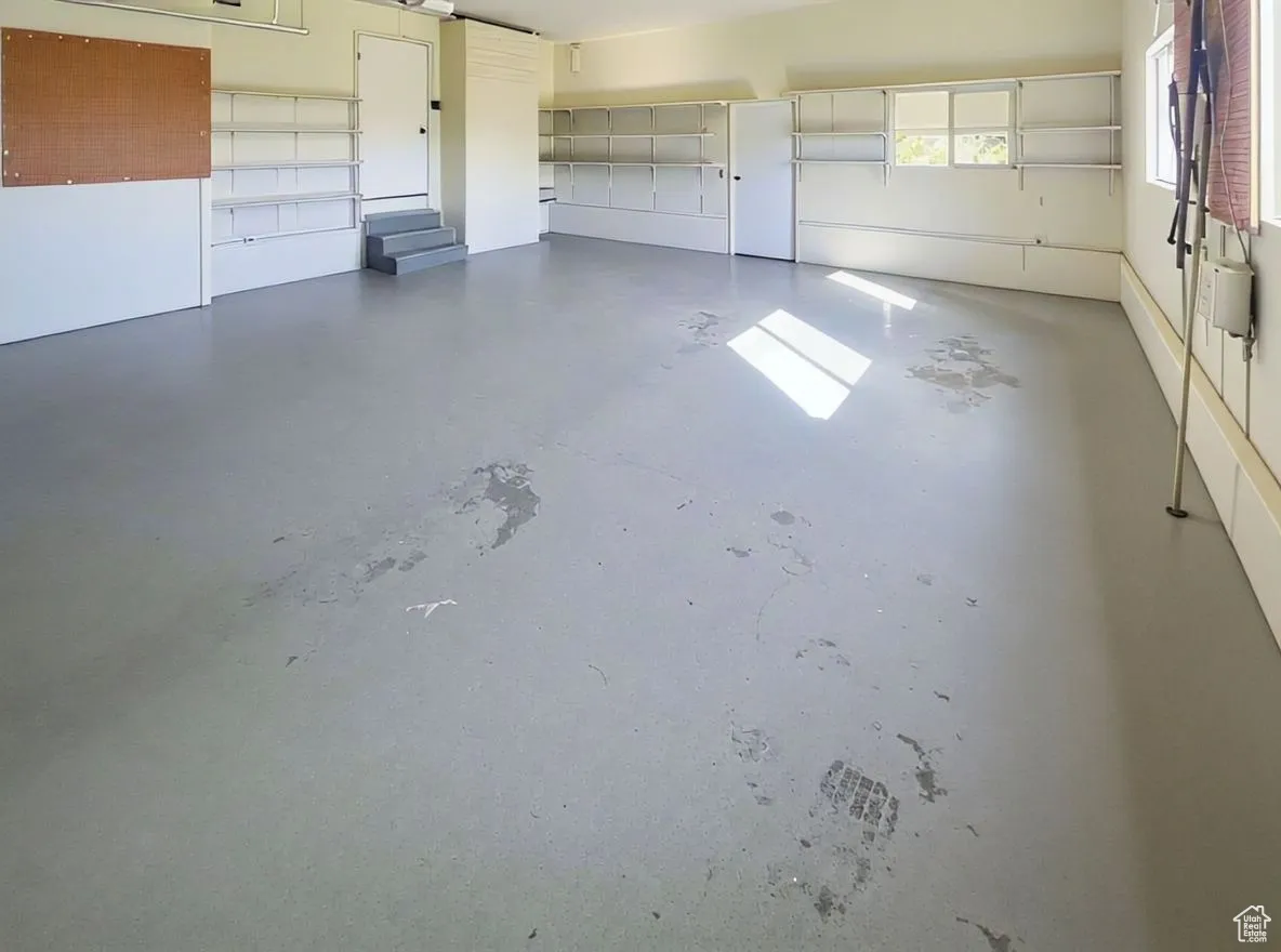 Large 2 car garage with storage