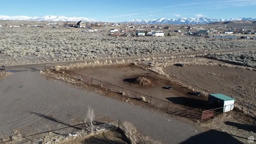 Drone / aerial view with a mountain view