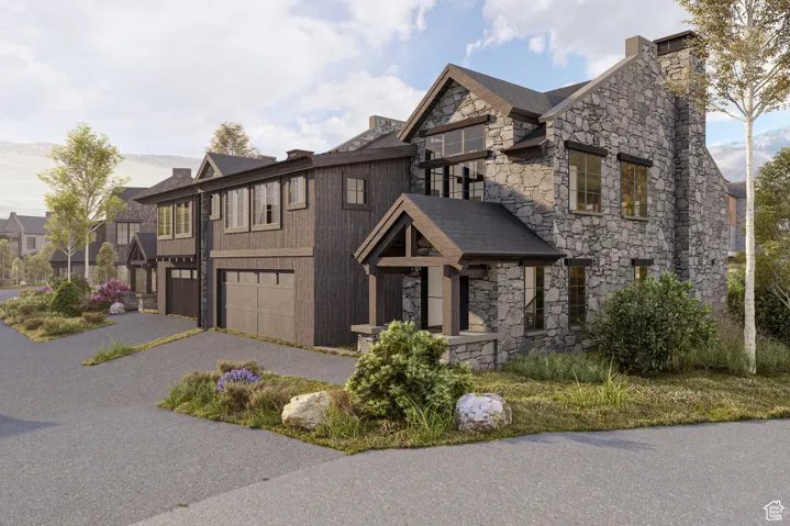 View of front of home with a garage