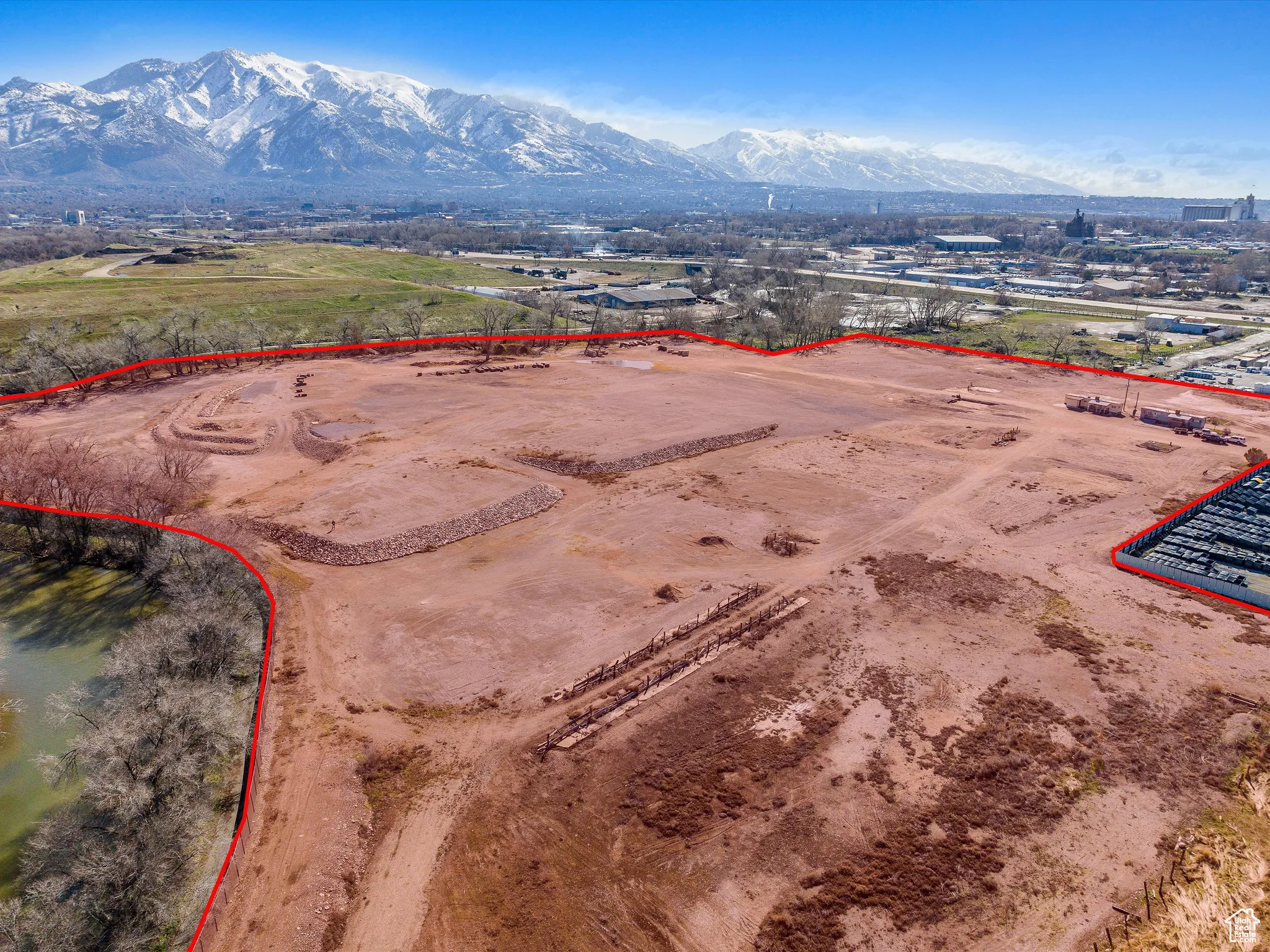 Drone / aerial view with a mountain view