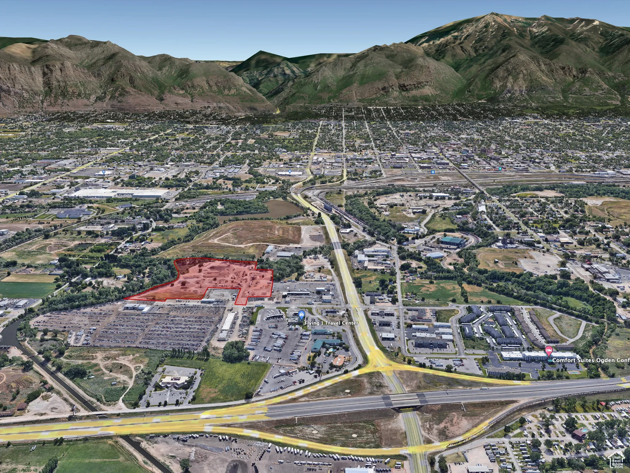 Exterior space featuring a mountain view