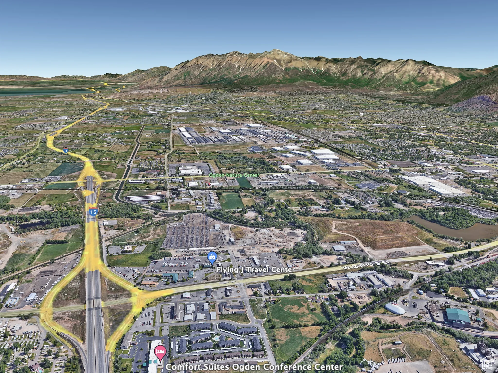 Drone / aerial view with a mountain view