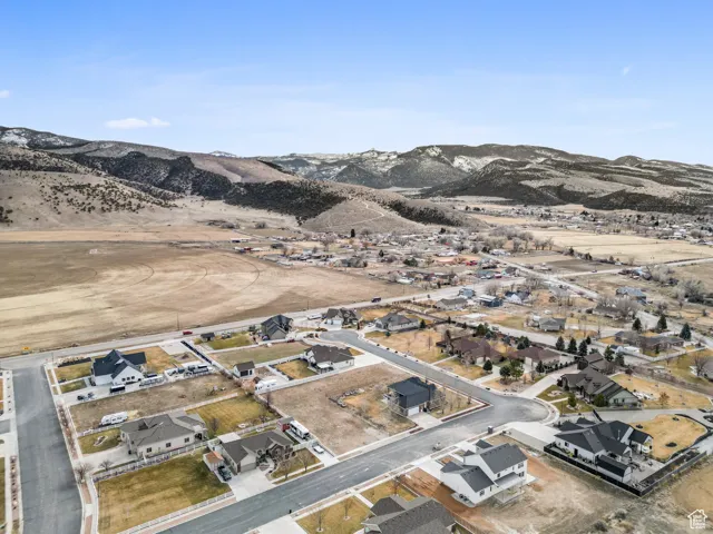 Aerial view featuring a mountain view