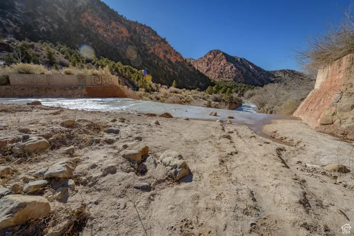 View of mountain feature featuring a water view