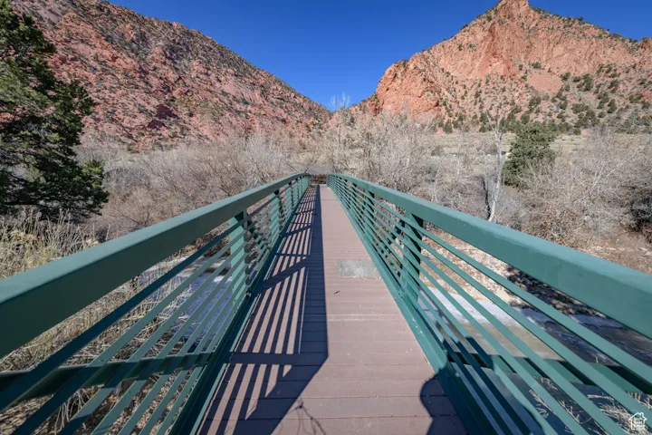 Exterior space featuring a mountain view