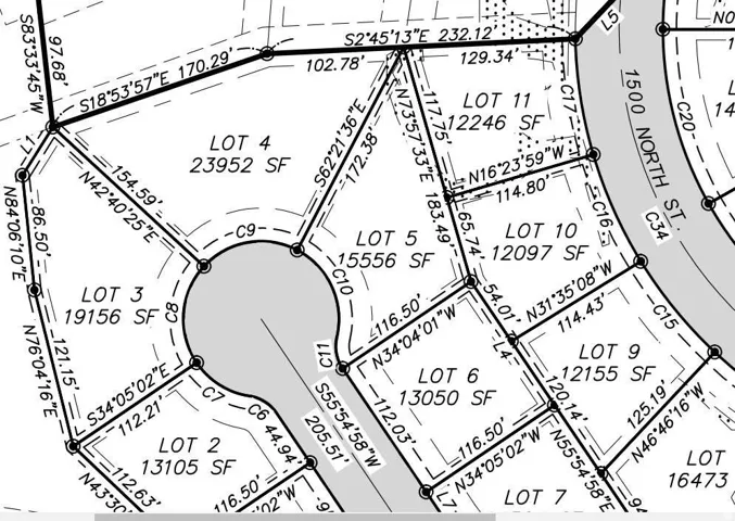 Map showing property parcels