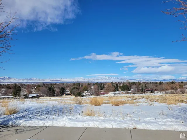 View of yard layered in snow