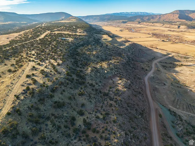 Aerial view featuring a mountain view