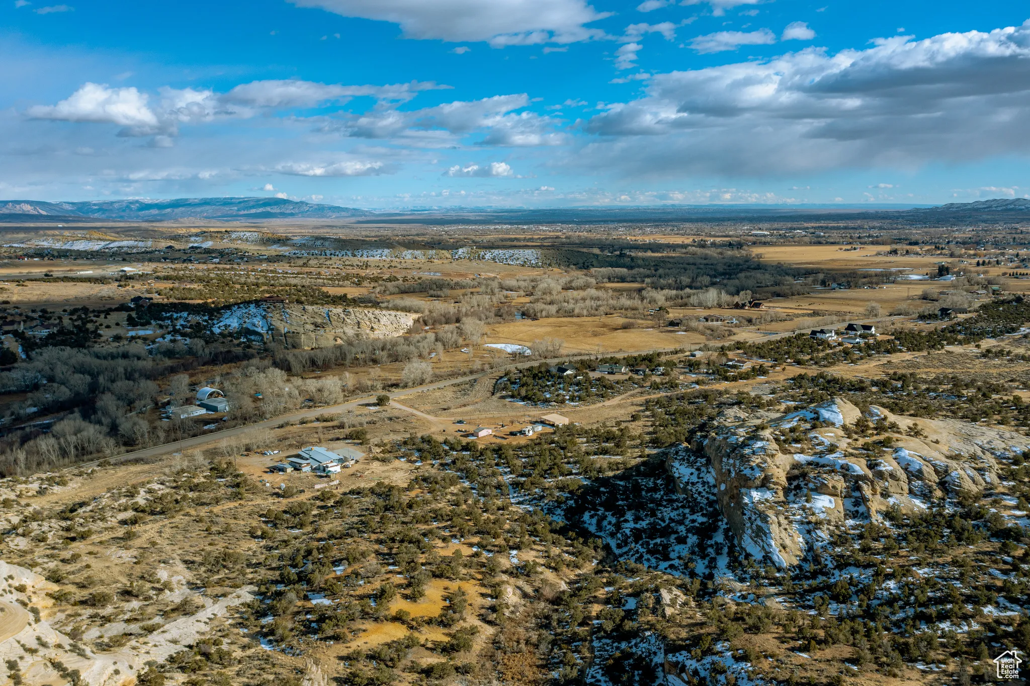 Drone / aerial view with a mountain view