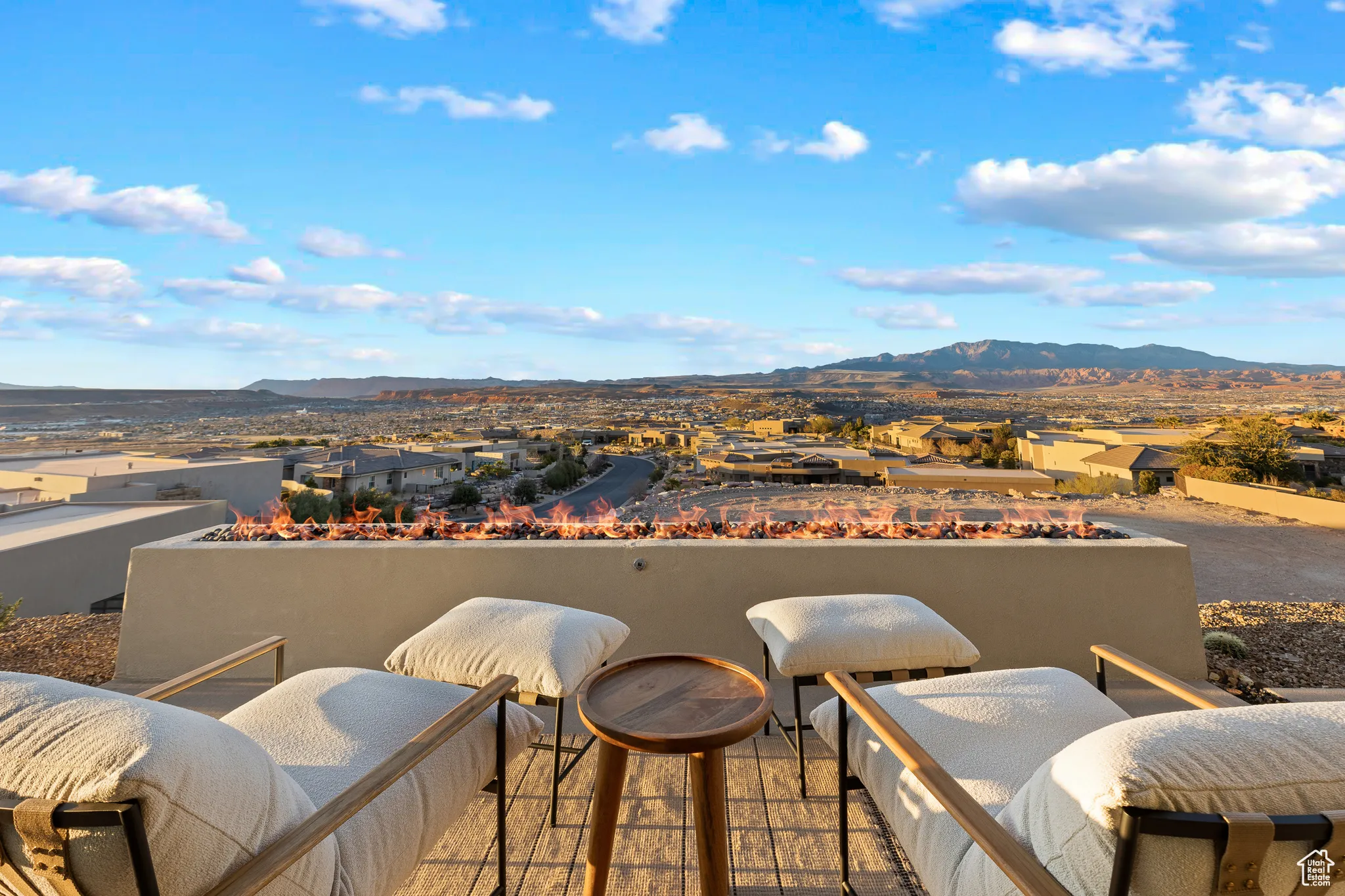 Balcony with a mountain view