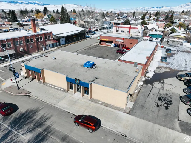 Aerial view featuring a mountain view