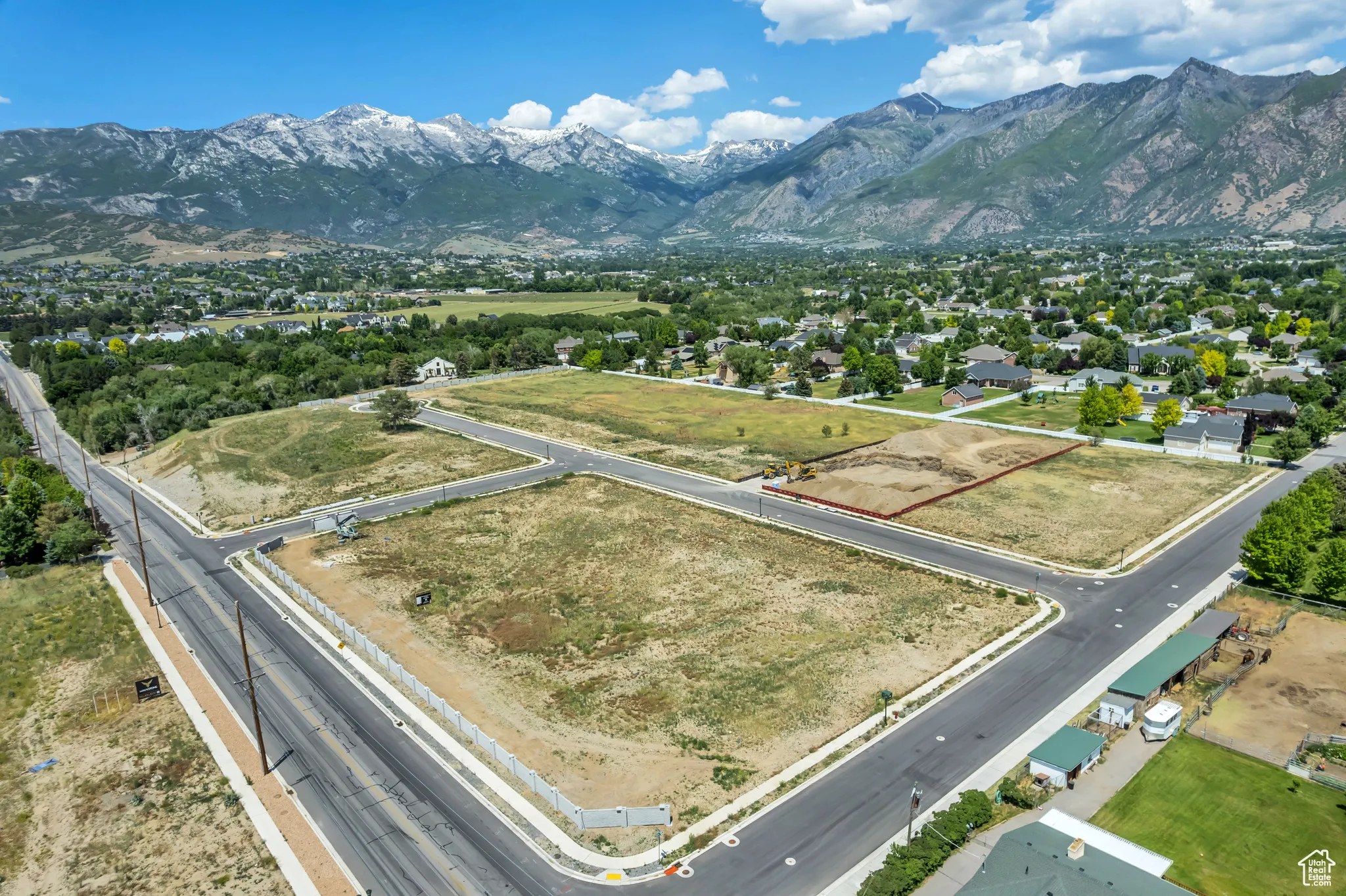 Drone / aerial view of a mountain backdrop