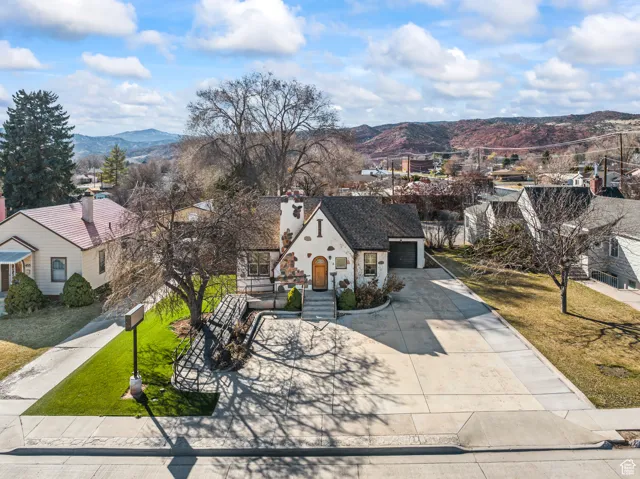 Exterior space featuring a mountain view