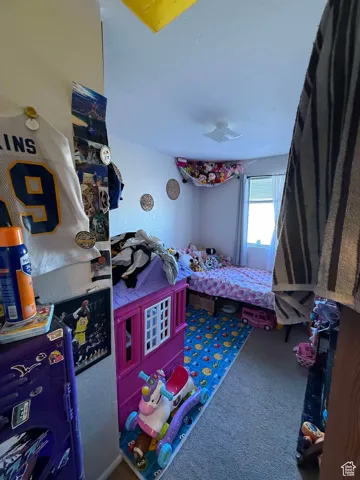 Bedroom with carpet flooring