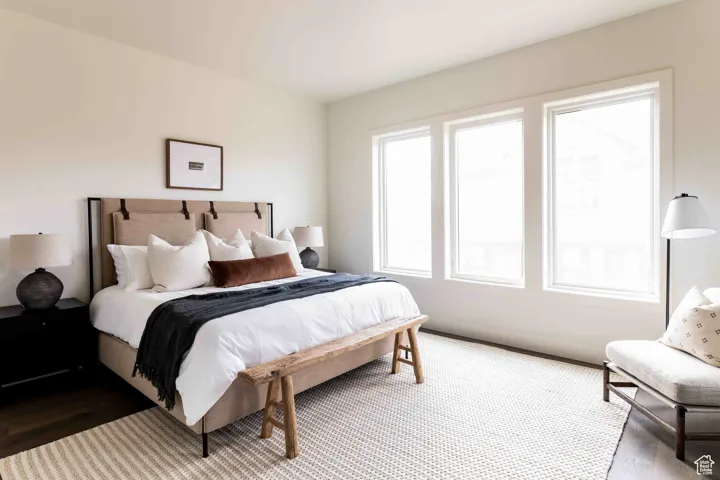 Bedroom with wood finished floors