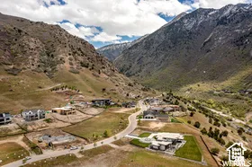Drone / aerial view with a mountain view