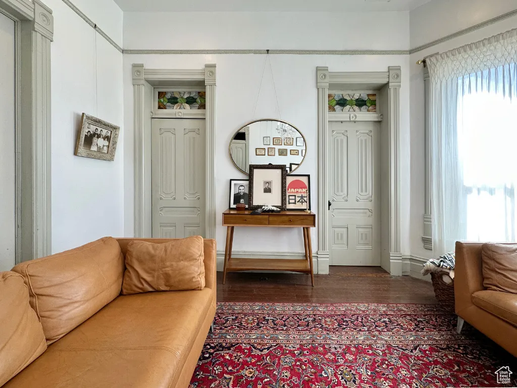 Living area featuring wood finished floors