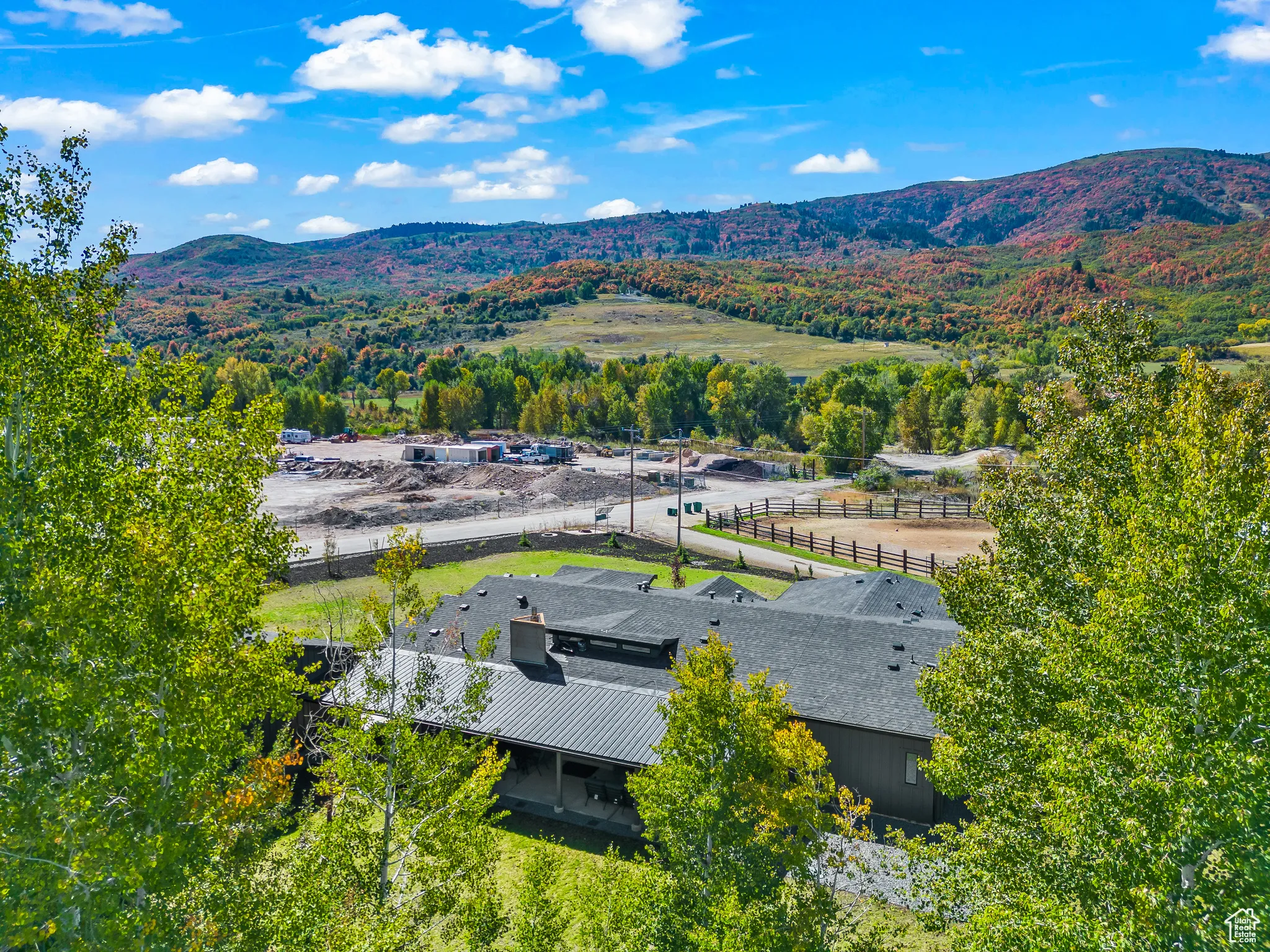 Aerial view featuring a mountain view