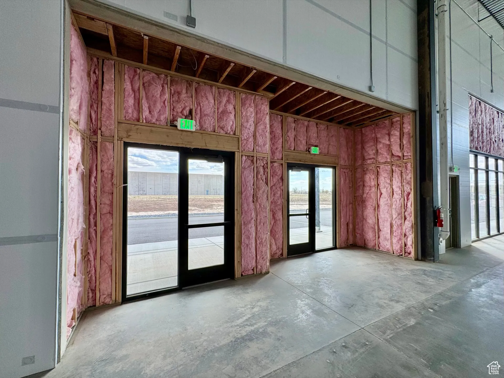 Interior space with unfinished concrete floors