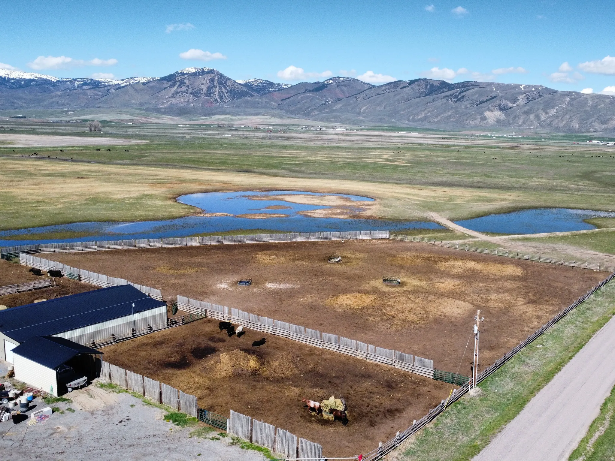 Drone / aerial view of a water and mountain view