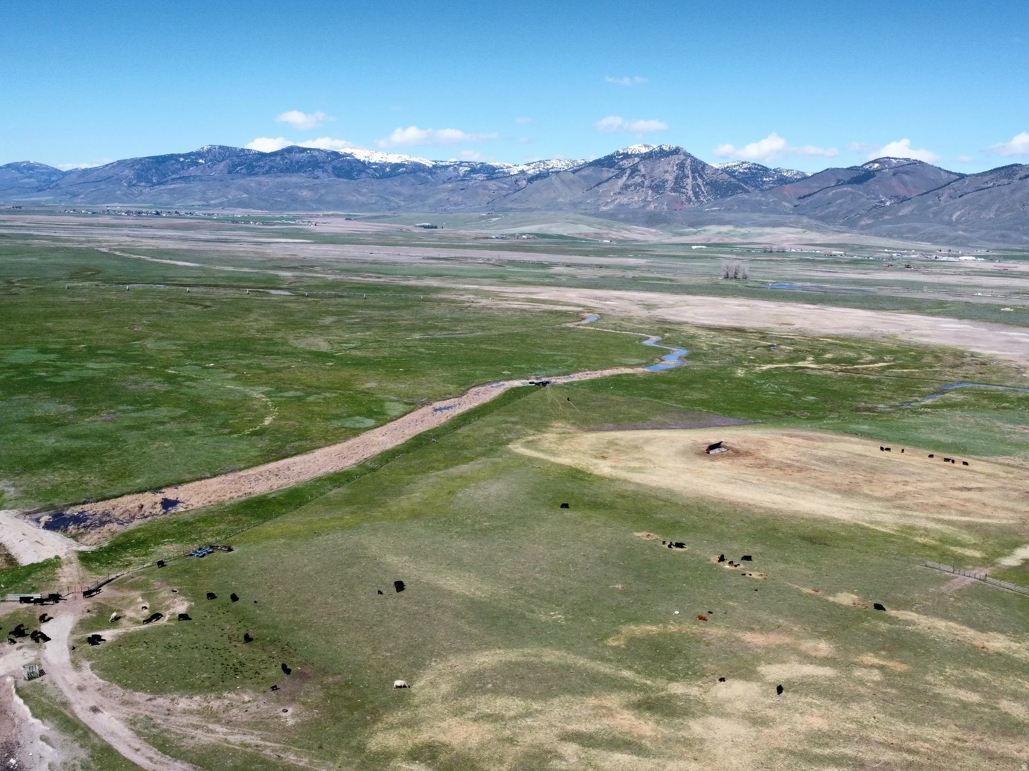 Drone / aerial view of a mountainous background