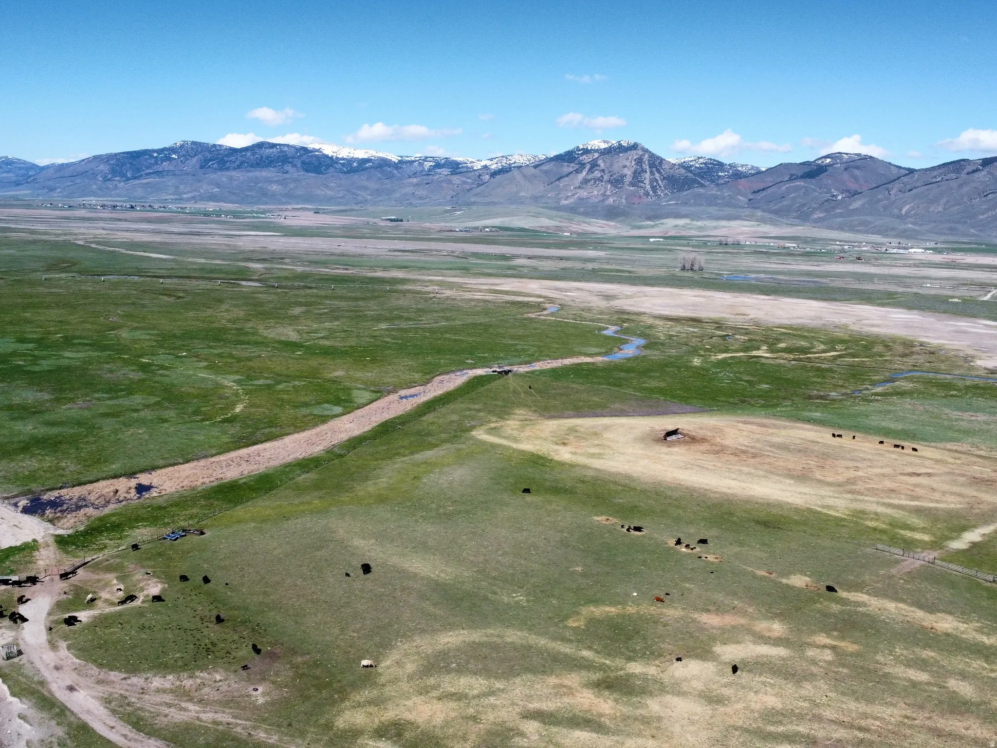 Drone / aerial view of a mountainous background