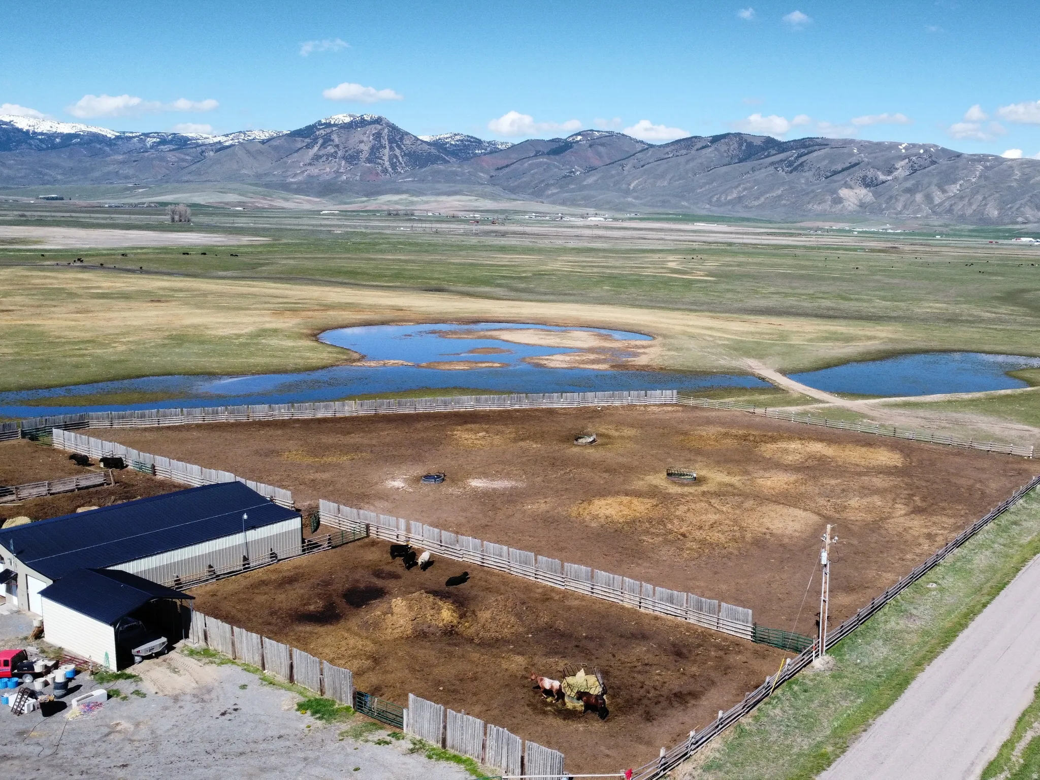 Drone / aerial view of a water and mountain view