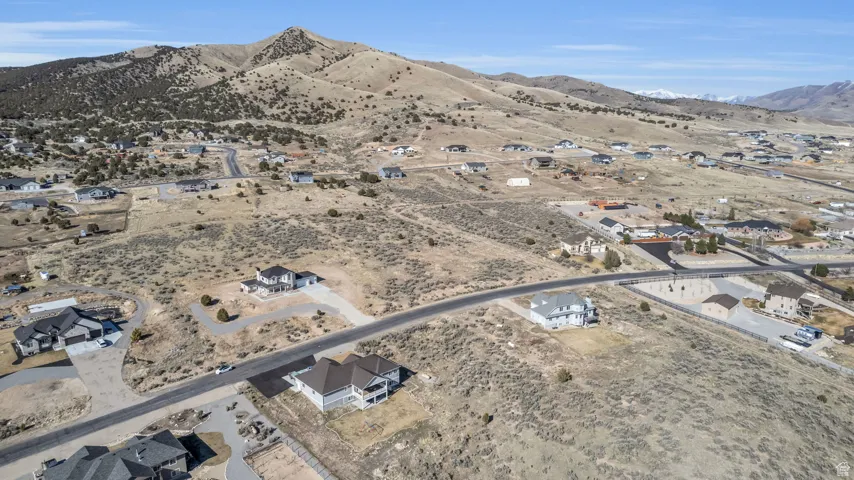 Drone / aerial view with a mountain view and view of desert